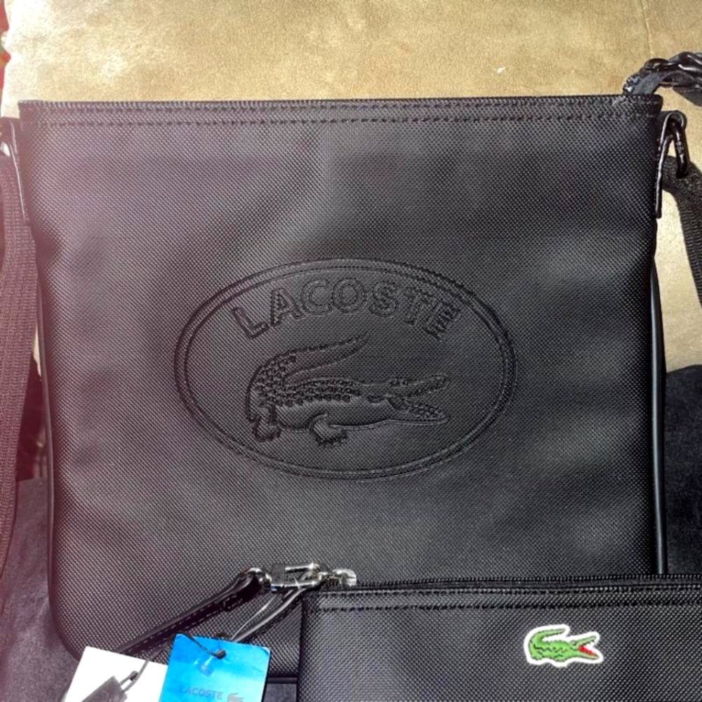 ON SALE! NWT Lacoste Black Leather Satchel